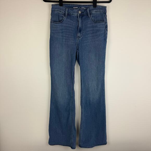 Old Navy Womens High-Rise Wow Flare Stretch Pockets Casual Medium Blue Jeans 8 - Picture 1 of 10